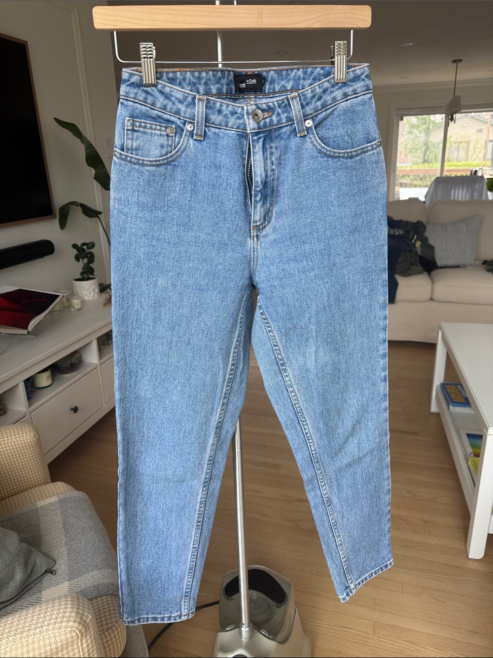 Frank & Oak Light Blue High-Rise Cropped Jeans